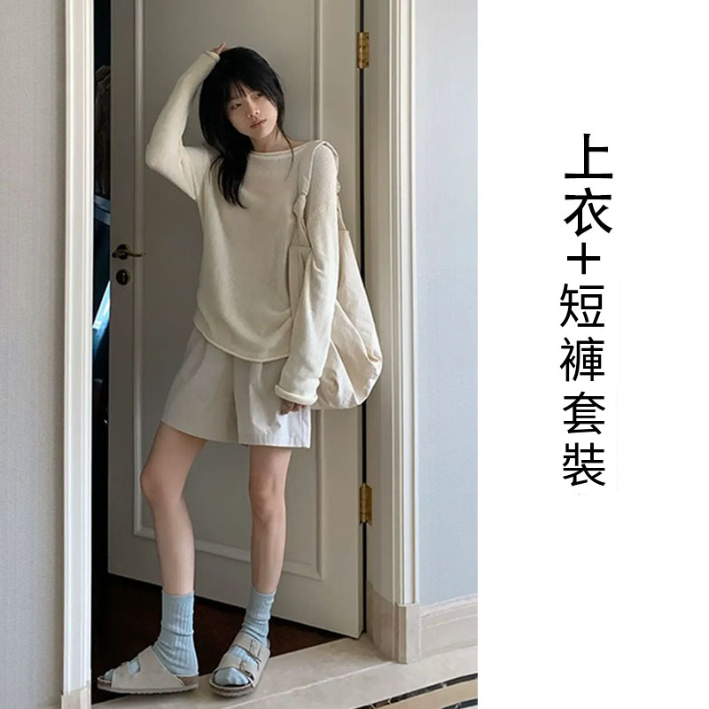 Hot selling top + shorts [set] (picture color S size - XL size) (please contact customer service to confirm the delivery size after placing the order)