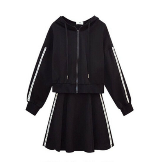 Hot selling sweatshirt + dress suit [black] [L-4XL size] (please contact customer service to confirm the delivery size after placing the order)