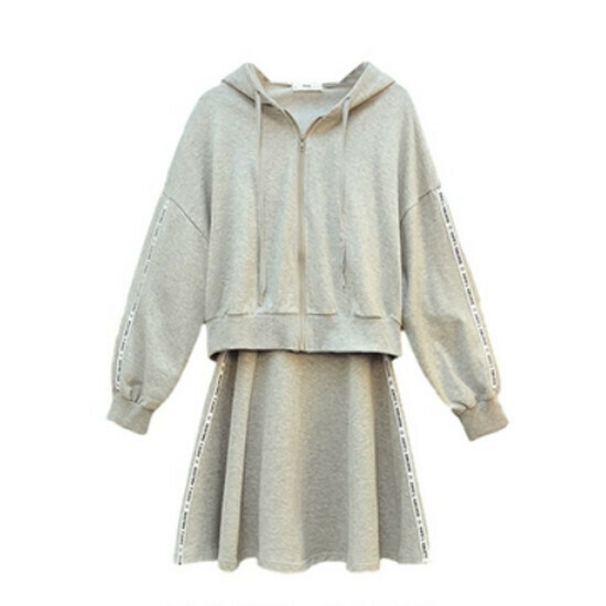 Hot selling sweatshirt + dress suit [grey] [L-4XL size] (please contact customer service to confirm the delivery size after placing the order)