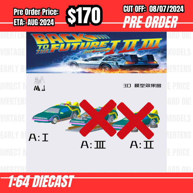 PO-$170 * League Model * 1:64 DeLorean Time Machine Back to the Future (1st Gen) [OD01/07]