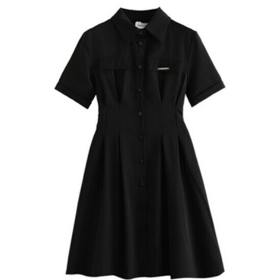 Hot selling polo collar dress [black (short style)] [S-2XL] (please contact customer service to confirm the delivery size after placing the order)