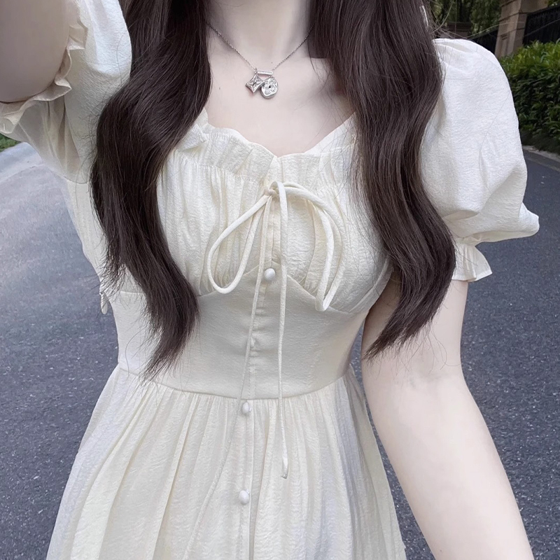 Hot selling puff sleeve dress (picture color S size-XL size) (please contact customer service to confirm the delivery size after placing the order)