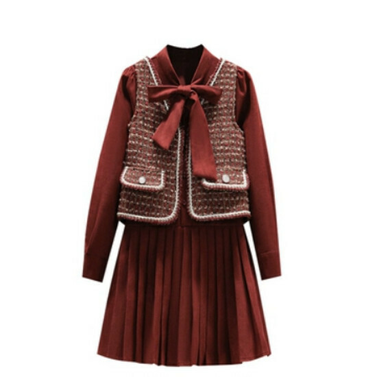 Hot selling vest jacket + dress [red] [M-4XL size] (please contact customer service to confirm the delivery size after placing the order)