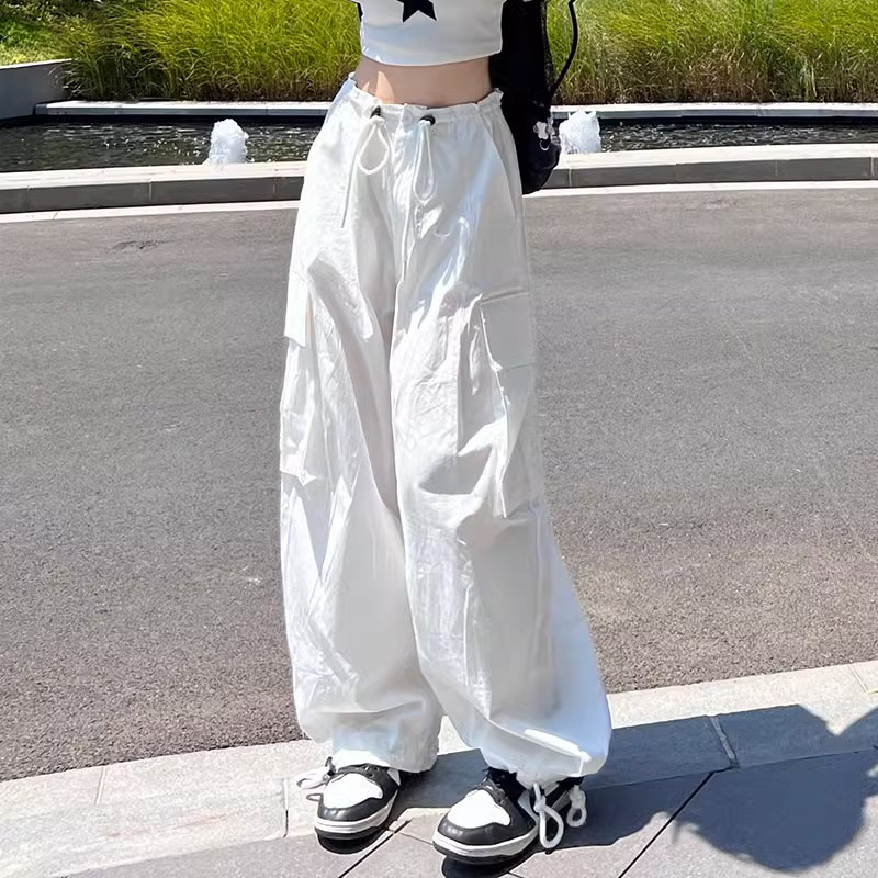 Hot selling loose wide-leg high-waisted straight pants (white size S-XXL) (please contact customer service to confirm the delivery size after placing the order)