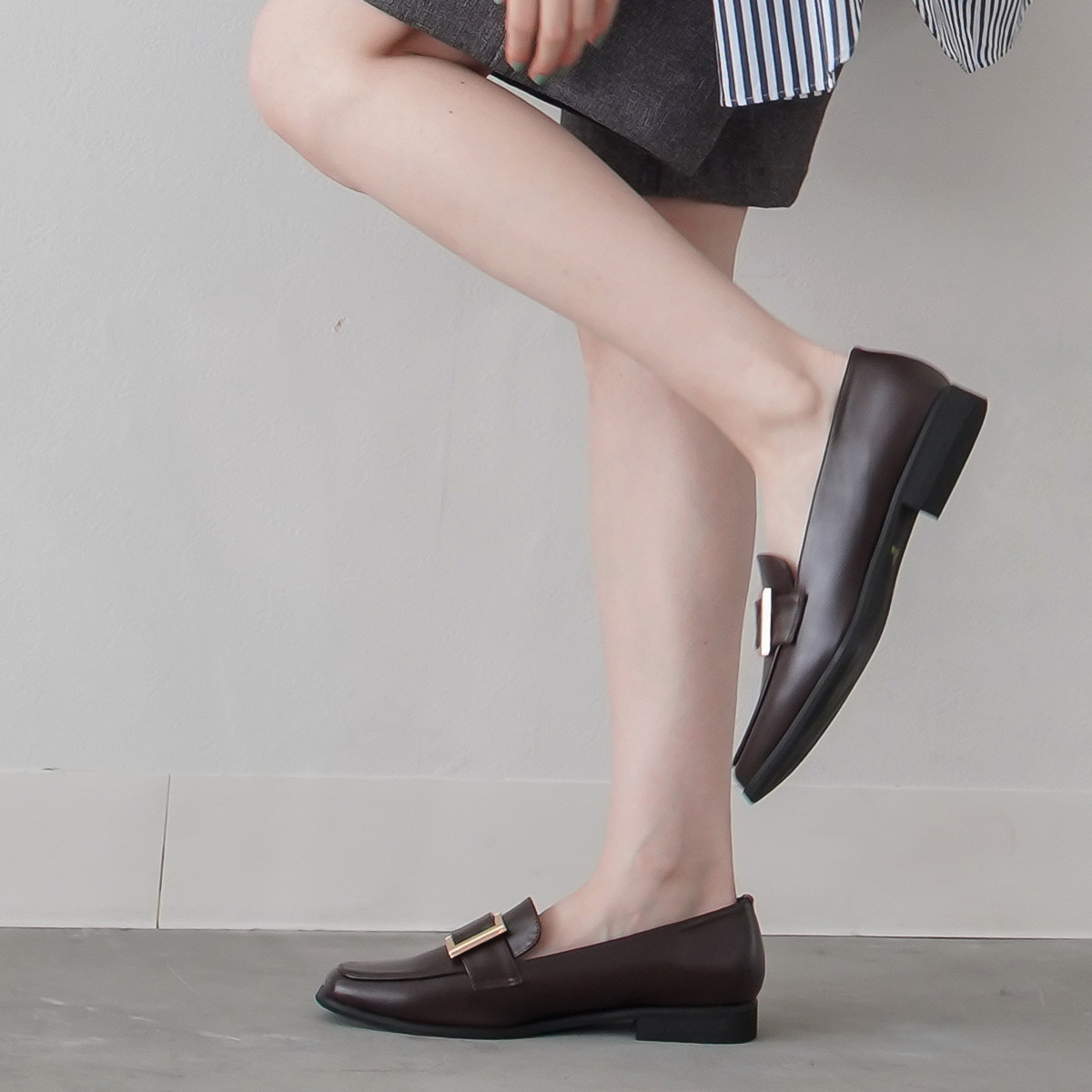 方頭搭方釦樂福鞋 女鞋