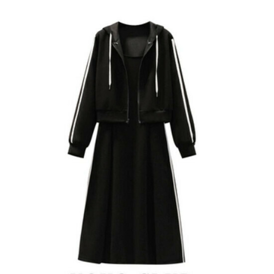 Hot selling sweatshirt + dress suit [black] [L-4XL size] (please contact customer service to confirm the delivery size after placing the order)