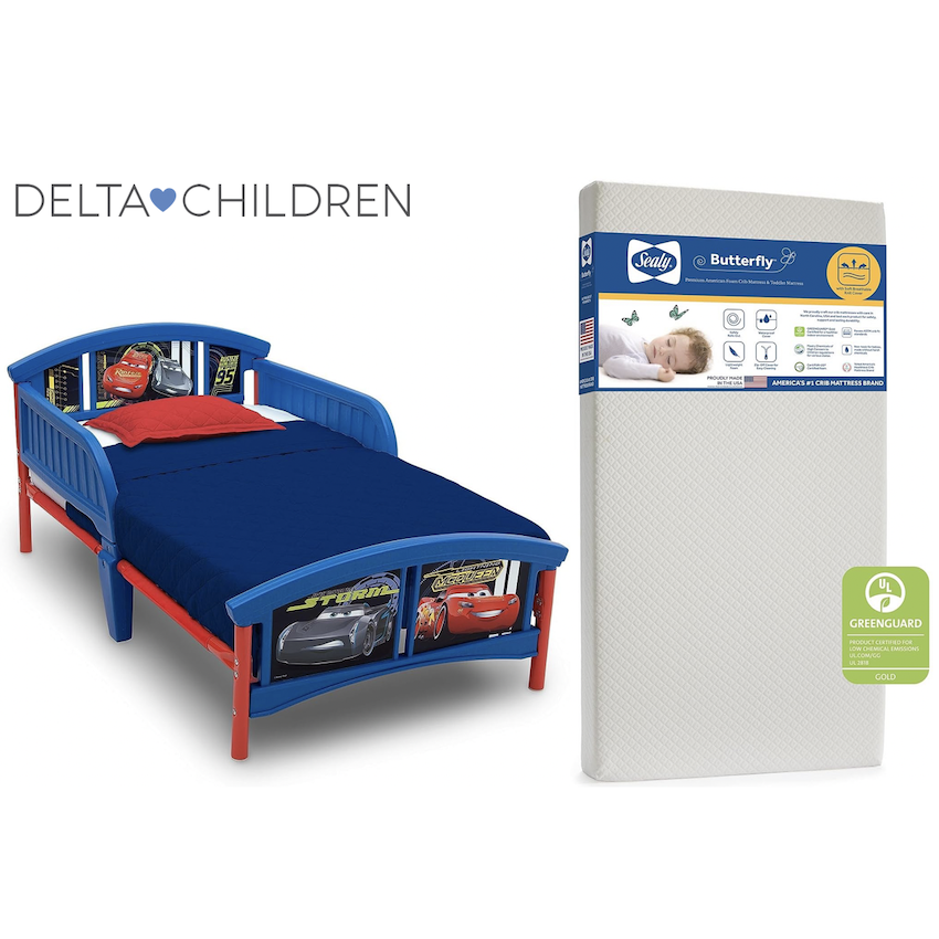 美國 Delta Children 反斗車王幼童床架 + 美國製 Sealy Butterfly 幼童床褥套裝