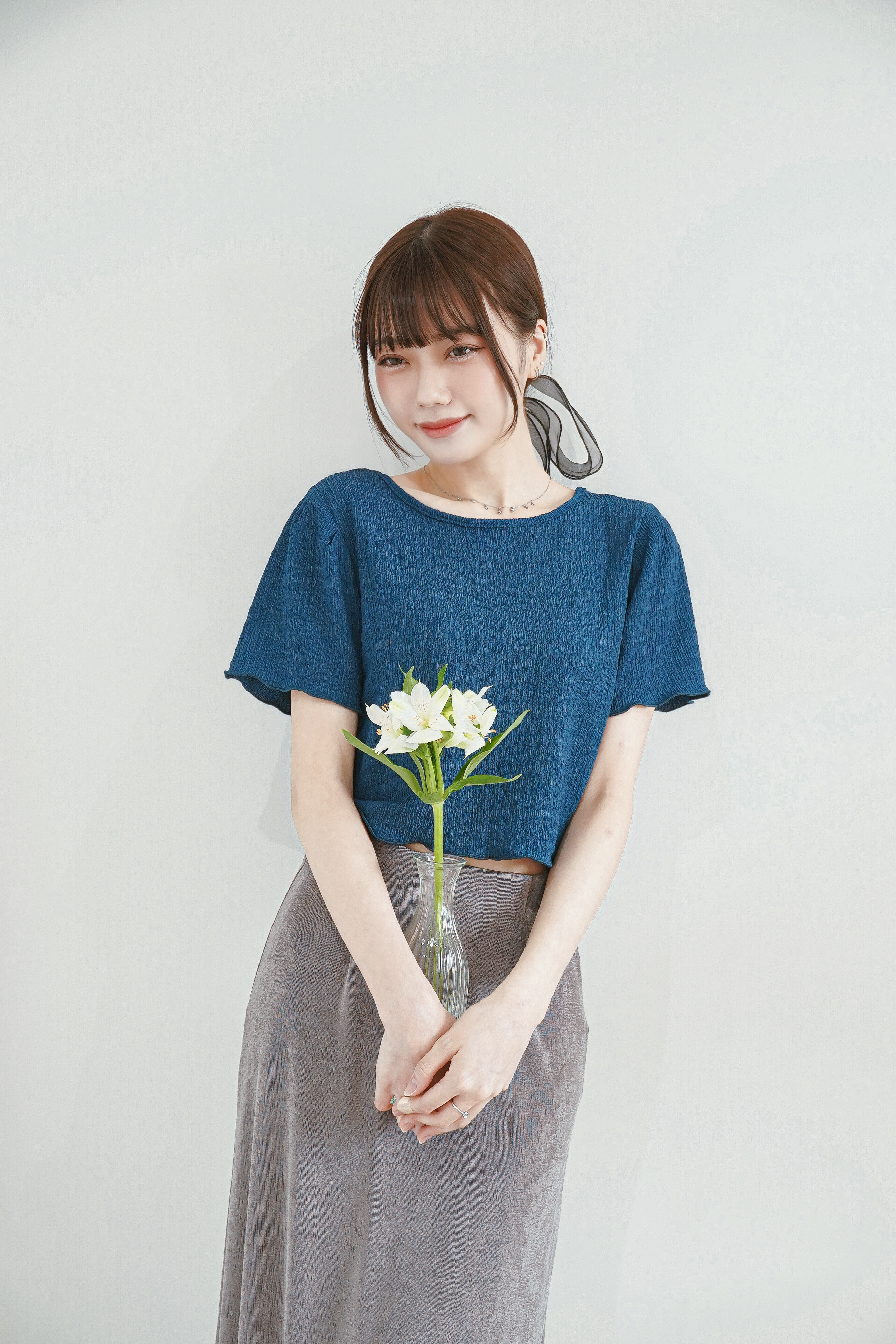 皺布短款上衣 - 10217