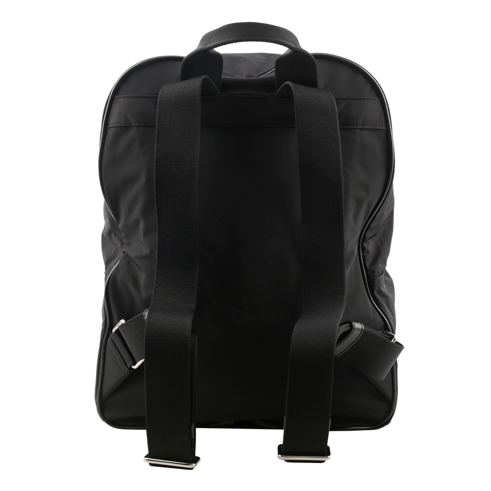 【BALLY】On The Go Round 條紋尼龍後背包(黑色)(贈收納袋) 6301988