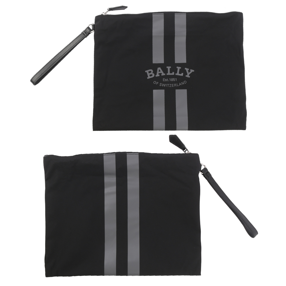 【BALLY】On The Go Round 條紋尼龍後背包(黑色)(贈收納袋) 6301988