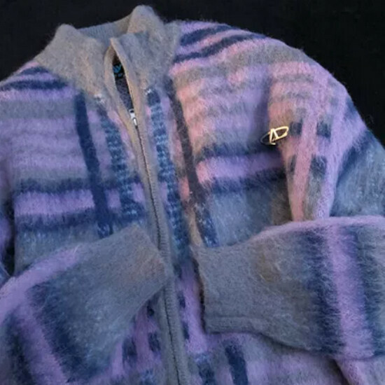 Hot selling striped color-blocked soft waxy sweater [Purple] [M-XL size] (please contact customer service to confirm the delivery size after placing the order)