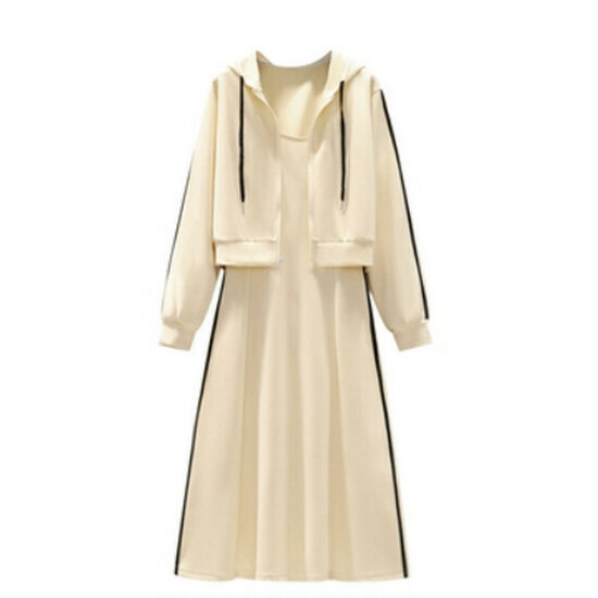 Hot selling sweatshirt + dress set [Apricot color] [L-4XL size] (please contact customer service to confirm the delivery size after placing the order)