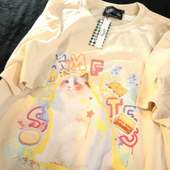 Hot Selling You Are My Little Planet Short-sleeved T-shirt [Apricot] [S-XL] (please contact customer service to confirm the delivery size after placing the order)