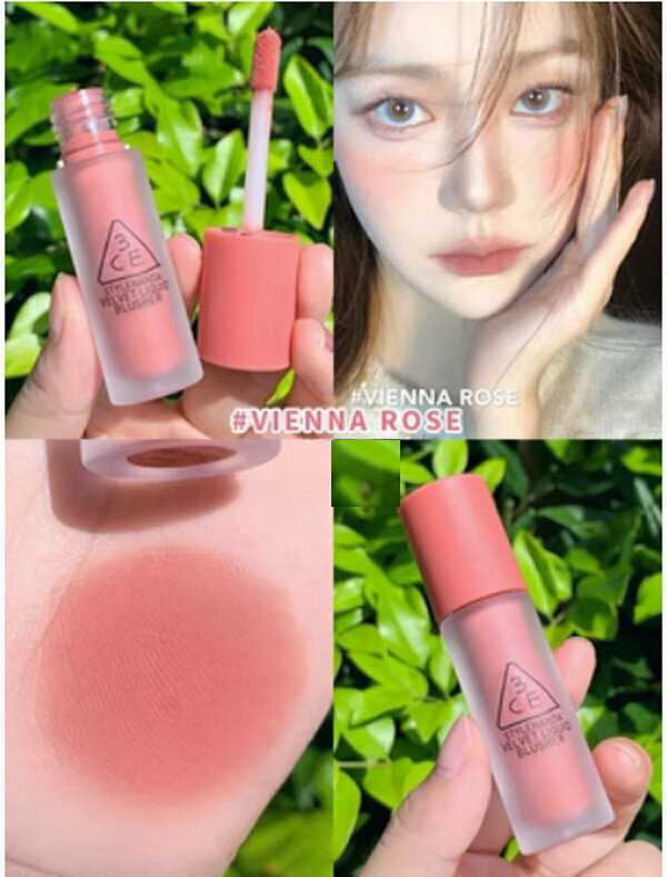 Hot Selling 3CE Mood Monochrome Blush/Highlight All-in-One Contour Palette - Liquid Blush #VIENNA ROSE Rose Black Tea + Beauty Egg