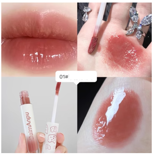 Hot-selling mirror gloss water lip glaze summer whitening lipstick that does not fade (1#) (peach continuous ice)