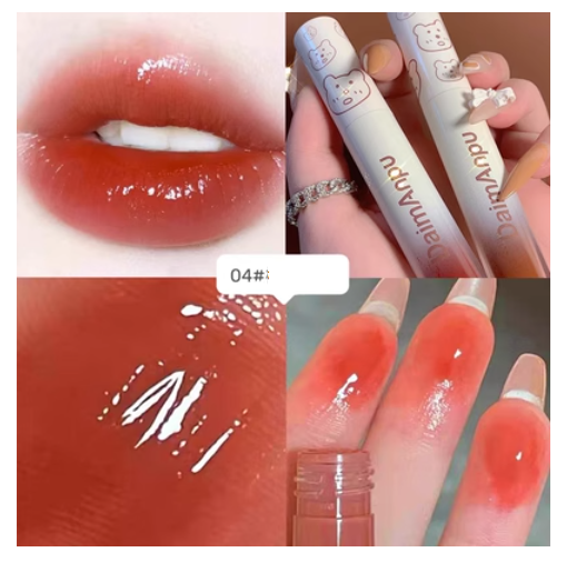 Hot-selling mirror gloss water lip glaze summer whitening lipstick that does not fade (4#) (peach gold cherry blossom)