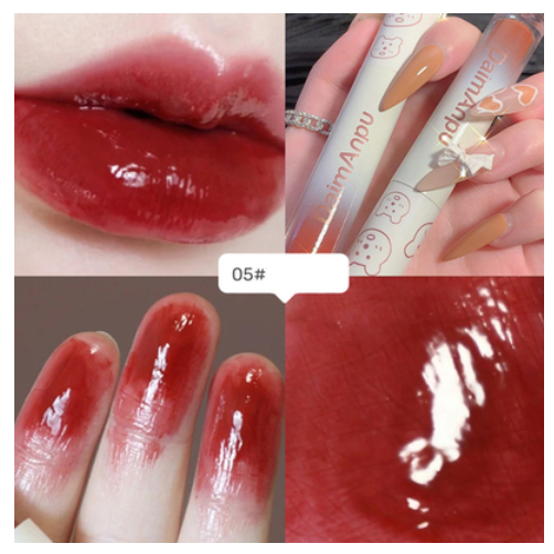 Hot-selling mirror gloss water lip glaze summer whitening lipstick that does not fade (5#) (taro mashed red bean)