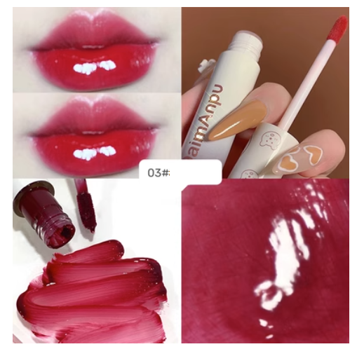 Hot Selling Mirror Glossy Water Lip Glaze Summer Whitening Lipstick Does Not Fade (3#) (Raspberry Gummy)