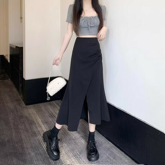 Hot selling fishtail slit skirt [black] [S-XL size] (please contact customer service to confirm the delivery size after placing the order)
