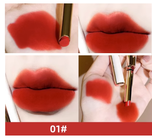 Hot Selling Lip Glaze Lipstick Non-Fade Non-Stick Velvet Matte (01#) (Pomegranate Red)