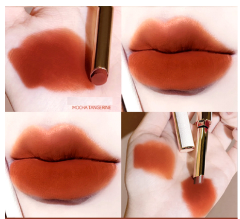 Hot Selling Lip Glaze Lipstick Non-Fade Non-Stick Velvet Matte (03#) (Milk Coffee Brown Orange)