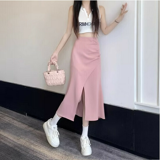 Hot selling fishtail slit skirt [pink] [S-XL size] (please contact customer service to confirm the delivery size after placing the order)
