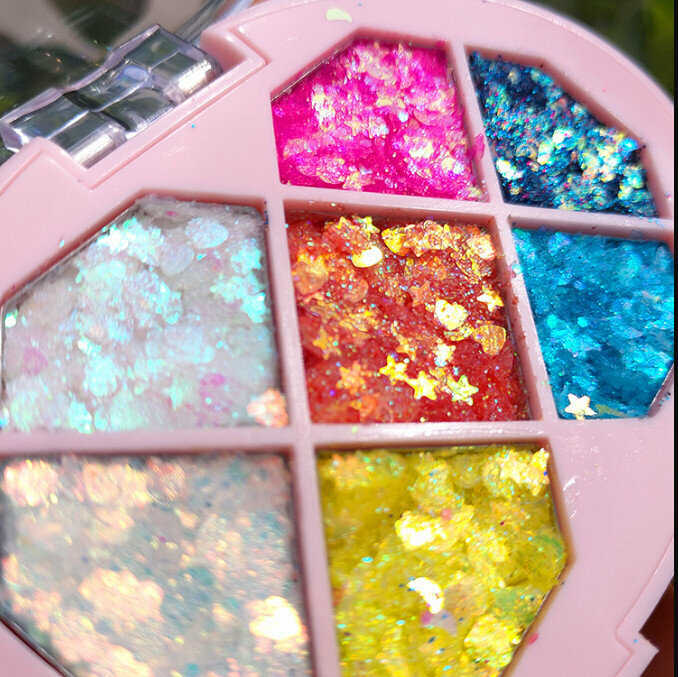 Popular mermaid makeup eye shadow and sequin combination eye shadow palette