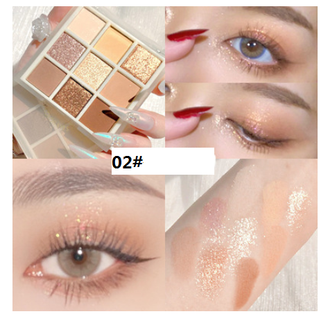 Popular earth-colored eyeshadow pan ins super hot summer matte pearlescent nine-color pan (02#) (banana milk)