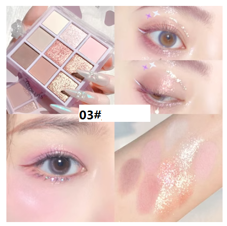 Popular earth-colored eyeshadow pan ins super hot summer matte pearlescent nine-color pan (03#) (blueberry milk)