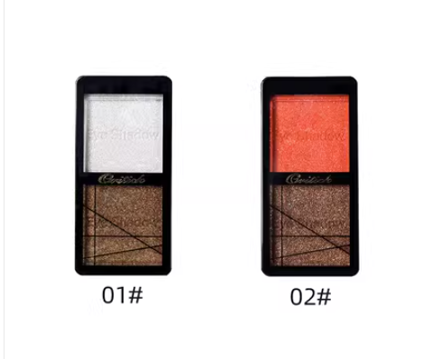 Popular 2 earth-color matte two-color wet eyeshadow pan pearl (01#+02#) (moonlight earth + rose sunset)