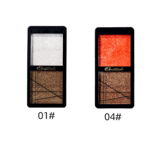 Popular 2 earth-colored matte two-color wet eyeshadow pan pearlescent (01#+04#) (moonlight earth + orange red earth)