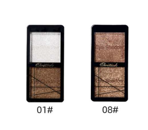 Popular 2 earth-color matte two-color wet eyeshadow pan pearlescent (01#+08#) (Moonlight Earth Pan + Enchanting Mocha Pan)