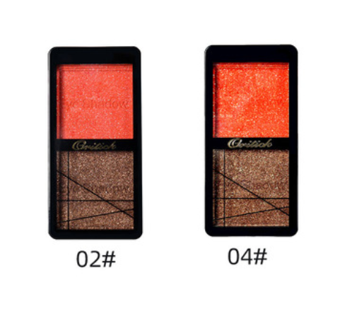 Popular 2 Earth Color Matte Two-Color Wet Eyeshadow Pearlescent (02#+04#) (Rose Sunset + Orange Earth)