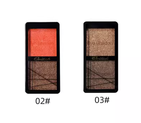 Popular 2 earth-colored matte two-color wet eyeshadow with pearlescent color (02#+03#) (Rose Sunset Pan + Enchanting Earth Pan)