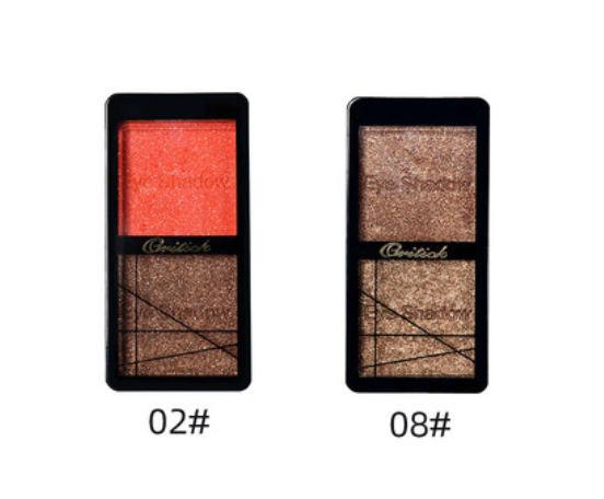 Popular 2 earthy matte two-color wet eyeshadow with pearlescent (02#+08#) (Rose Sunset + Passionate Mocha)