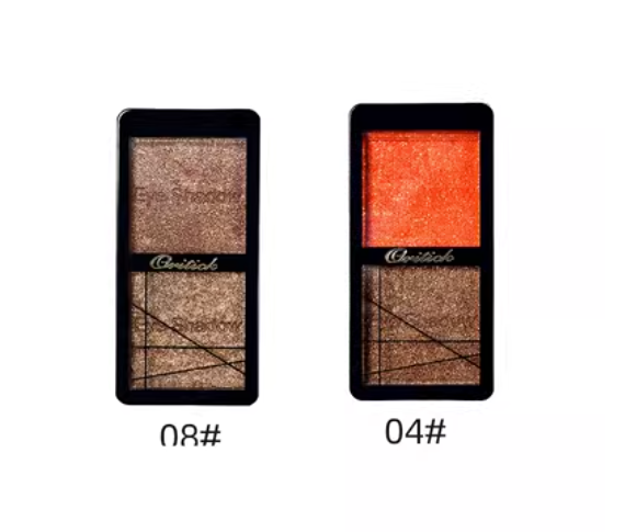Popular 2 earth-colored matte two-color wet eyeshadow with pearlescent color (04#+08#) (orange earth color + passionate mocha color)