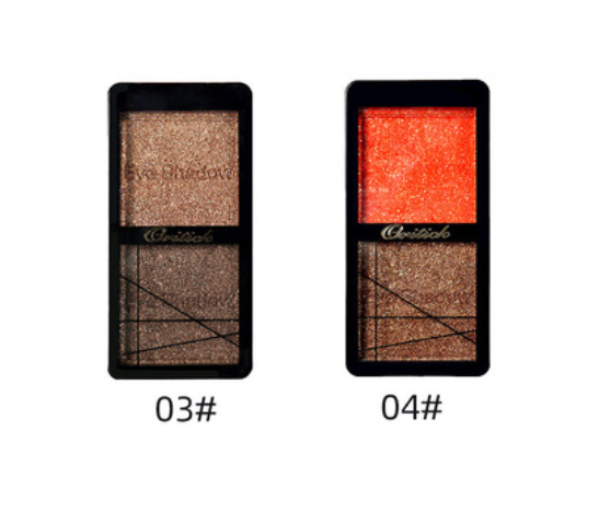 Popular style 2 earth-colored matte two-color wet eyeshadow pan pearlescent (03#+04#) (enthralling earth + orange earth)