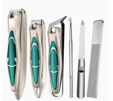 Popular nail scissors and pliers for pedicure (specifications: large emerald green 6-piece set)
