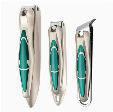 Popular nail scissors with sharp tips for pedicure (specifications: emerald green angled tip + small + large)