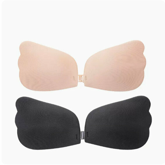Popular [Two-Pack] Summer Thin Anti-Bump Breast Patches (Skin Color + Black D Cup)