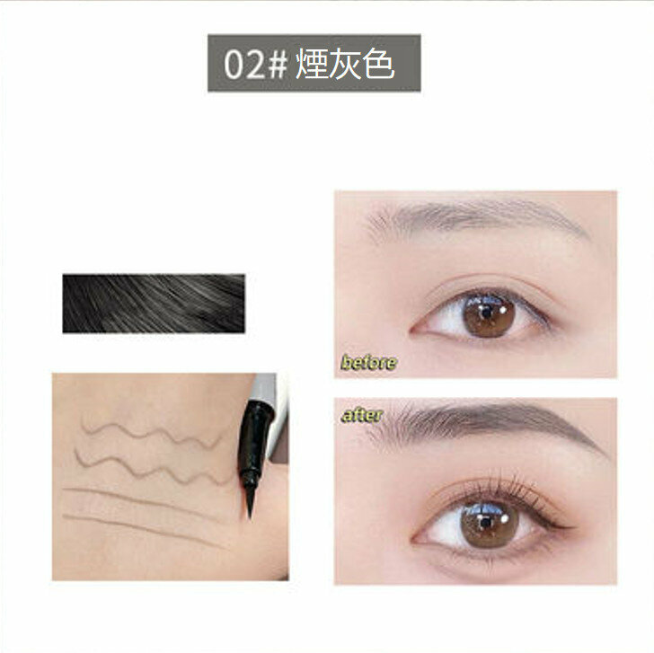Hotly recommended liquid double-ended ultra-fine eyebrow pencil-#02 smoke gray