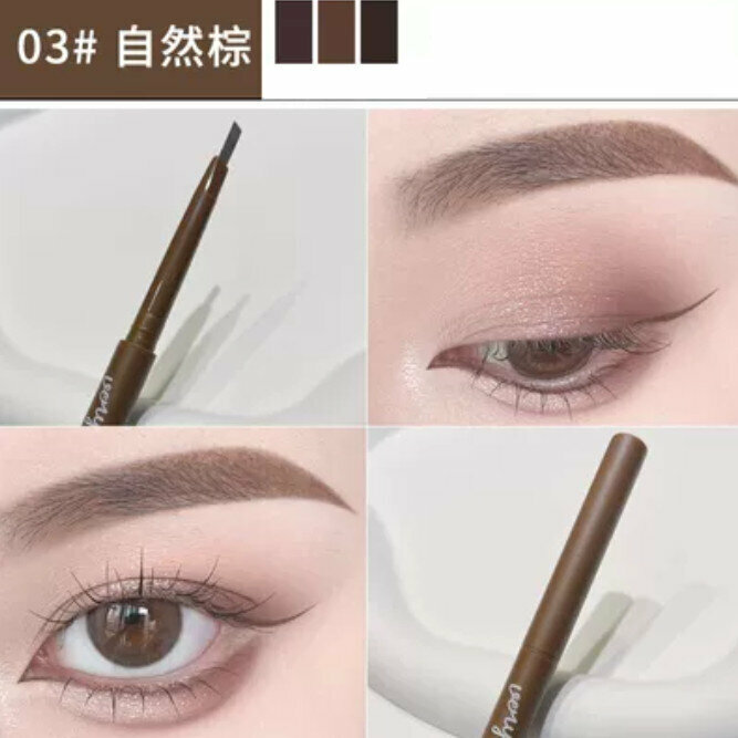 Hot recommendation for beginners waterproof and sweatproof double-ended ultra-fine eyebrow pencil-#03 natural brown