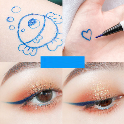 Hot recommended colorful waterproof non-smudged fine tip eyeliner (blue)