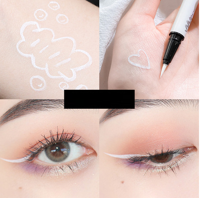 Hot recommended colorful waterproof non-smudged fine tip eyeliner (milk white)