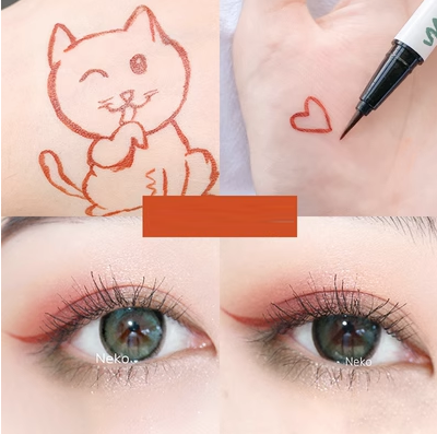 Hot recommended colorful waterproof non-smudged fine tip eyeliner (rust red)