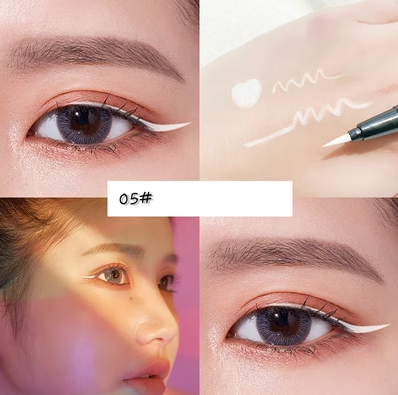 Hot recommended colorful waterproof non-smudged fine tip eyeliner (cement white)