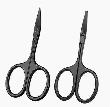 Hotly recommended eyebrow trimming scissors (specifications: black mirror eyebrow scissors (small pointed head) + (round head))