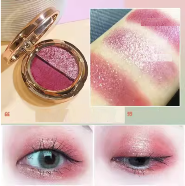Hotly recommended two-color eye shadow (03# plum color + foundation gold glitter)