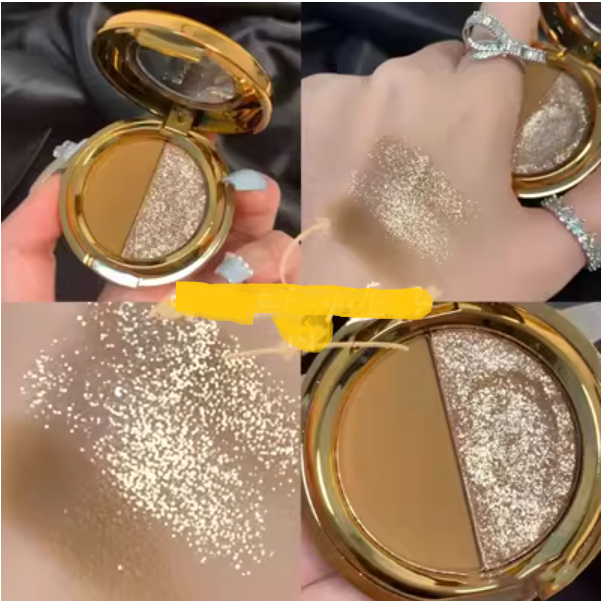 Hot two-color eye shadow (No. 2 eggplant brown + coffee base silver glitter)