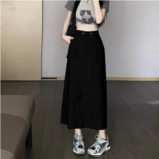 Hot selling workwear drawstring skirt [black] [S-2XL size] (please contact customer service to confirm the delivery size after placing the order)